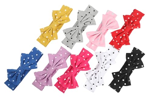 Baby Girl's Cute Polka Dot Printed Bowknot Soft Cotton Headband Toddler Hairband (White, One Size)4