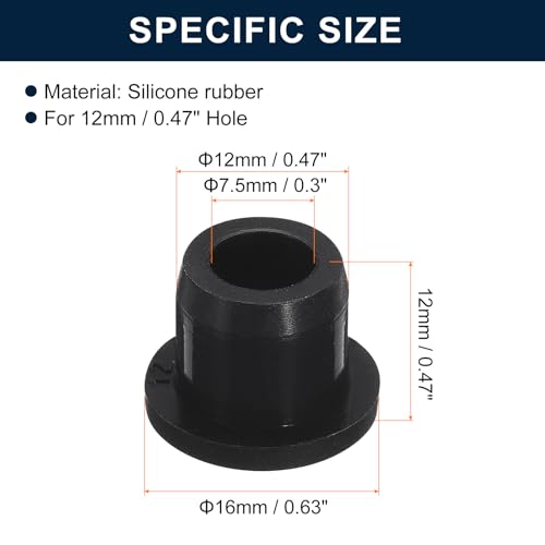 Image of uxcell 10 Pcs Black Plug Holes, Waterproof Rubber Button Plug for 12mm / 0.47 inch Hole