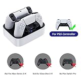 Mcbazel Stacja ładująca kontrolera do PS5, podwójna ładowarka, ochrona przed przegrzaniem, potrójna ochrona z wyświetlaczem LED do kontrolera PlayStation 5 DualSense, biała