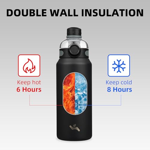 Image of Konokyo 32 oz Insulated Stainless Steel Water Bottle with Straw Lid
