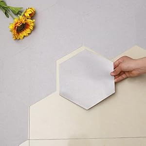Hode PVC-vloerbedekking, vinylvloer, zelfklevende tegels, plaktegels, vloer, lichtgrijs, zeshoekig, 11 cm, waterdicht, 0,3 m², 10 tegels