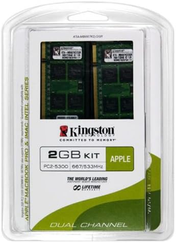 Kingston Apple 2GB Kit (2x1GB Modules) 667MHz DDR2 SoDimm iMac and MacBook Memory (KTA-MB667K2/2GR)