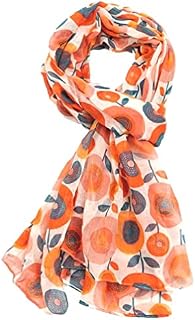 Purple Possum® Orange Scarf Ladies Grey Floral Print Abstract Flowers Wrap Large Tangerine Shawl, orange, burnt Orange, tangerine