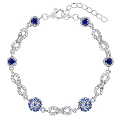 Image of GIVA 925 Silver Infinity Evil Eye Bracelet, Adjustable | Gifts for Women and Girls | With Certificate of Authenticity and 925 Stamp | 6 Months Warranty