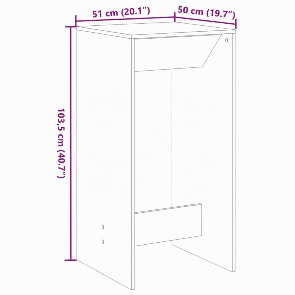 vidaXL Mesa Alta de Bar Madera de ingeniería Envejecida 51x50x103,5 cm