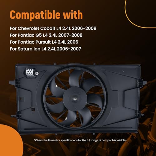 Image of maXpeedingrods Radiator Cooling Fan Assembly for Chevrolet Cobalt 2006-2008, for Pontiac G5 2007-2008, Pursuit 2006, for Saturn Ion 2006-2007, 621057 76082 15849644