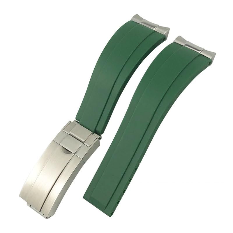 Bracelet caoutchouc à pointe acier incurvé 20mm pour montre Observatoire