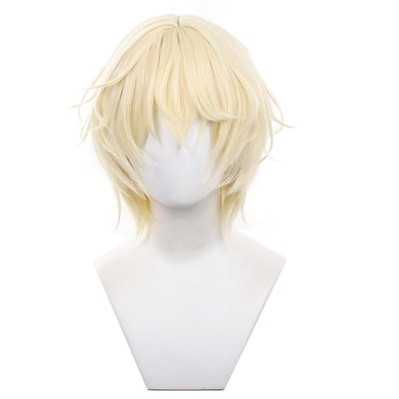 Short Curly Blonde Cosplay Wig Halloween Costume Party Wigs for Adult