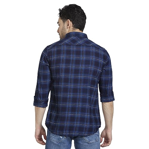 Image of Spykar Men's Regular Fit N /A Full Sleeve Checked Casual Shirts