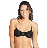 Xhilaration Women's Juniors' Shirred Underwire Bikini Top - (Medium, Black)