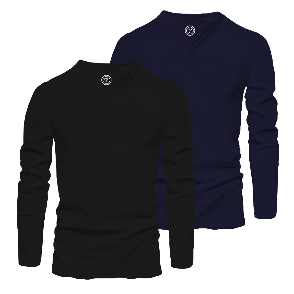 Tripr Mens V Neck Full Sleeve T Shirt Cotton Blend Desertcart