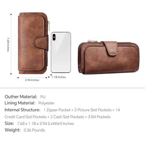 CLUCI Wallet For Women PU Leather RFID Blocking Womens Wallet Bifold Card Holder Ladies Clutch with ID Window3