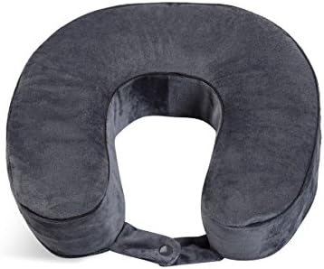 Wolf Essentials Soft Memory Foam Travel Neck Pillow, Compact, Perfect for Plane or Car, Charcoal