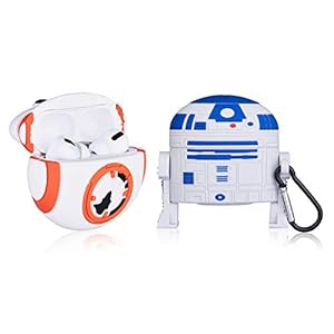 Jowhep Hoesje voor Airpod Pro Siliconen Kartonontwerp Leuke Cover Mode Grappige Kawaii Skin Beschermende Shell voor Airpods Pro/3 Schokbestendige hoesjes met sleutelhanger voor meisjes jongens kinderen, blauw wit Robot 2 packs