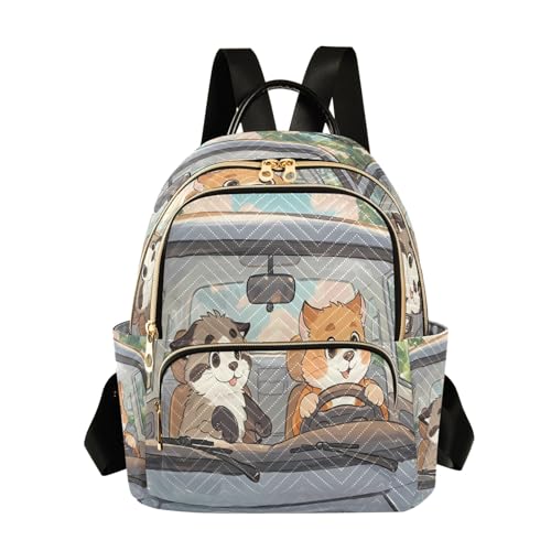 Nexawaveo Mochila acolchada para mujer, impresionista, color azul noche, mochila de mano para laptop de 14 pulgadas, Conducción de gatos vivos, S, Mochilas de mochila