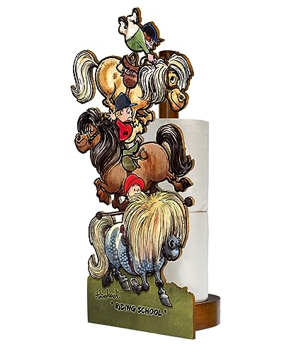 Looprints Fun Toilet Roll Storage & Kitchen Towel Holder Wooden Stand, Riding School, Various Sizes