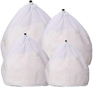 kuou 4 Pcs Drawstring Mesh Laundry Bag, 4 Sizes Durable Laundry Net Washing Bag for Washing Machine Travel, Delicates, Bra, Baby Cloths,Toy Storage