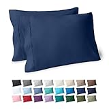 Premium 1800 Ultra-Soft Microfiber Pillowcase Set - Double Brushed - Hypoallergenic - Wrinkle Resistant (Standard Pillowcase Set of 2, Dark Blue)