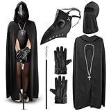 Plague Doctor Costumes Plague Doctor Mask Halloween Beak Mask Plague Dr Outfit Plague Doctors with Bird Beak Mask(COLOR:black)