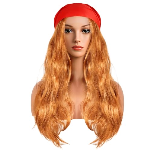 Miayon Hippie Outfits Costume Accessories Orange Wig Red Headband for