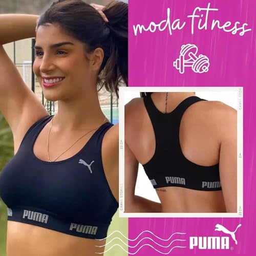 PUMA Kit 2 Tops Puma Nadador Sem Costura M 1 Rosa Neon - 1 Preto