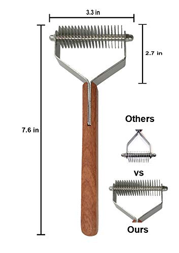 Meetwin Undercoat Grooming Rake, Dematting Stripper, Tool, Combs For Medium To Large Dogs, Cats, Stainless Steel Combines With Solid Wooden Handle #TOP4