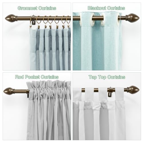LLPJS Curtain Rods for Windows 16 to 48 inches, Curtain Rod Max Adjustable Length to 60 in, Drapery Rod 1 inch Diameter with Modern Knobs Finials (Brown, 16" to 48" - Set of 1) by LLPJS - Used condition - Image 4