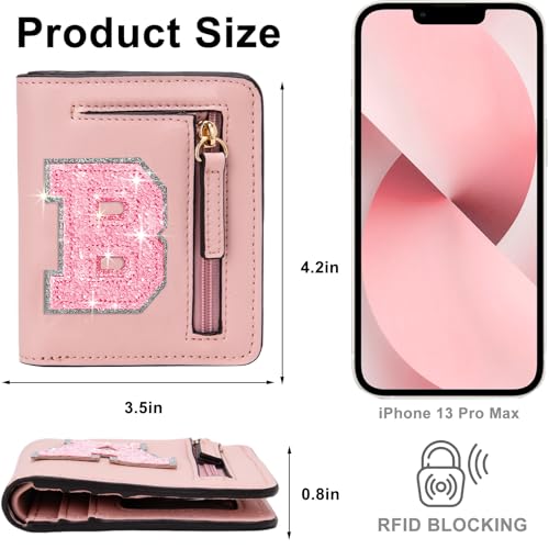 Image of Birthday Gifts for Teen Girl Kids Wallet Girl Wallets Small Initial Rfid Wallet Teen Girls Gift Preppy Stuff for Girls Pink B