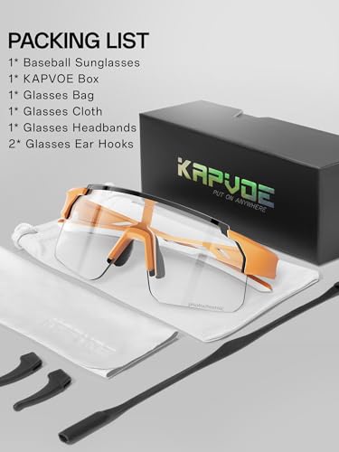 KAPVOE Youth Photochromic Sports Sunglasses Boys Girls Baseball Softball Running Cycling Glasses for Kids Age 6-12 K9035 — view 6
