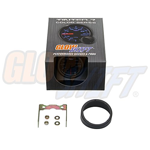 Glowshift Tinted 7 Color 200 Psi Mechanical Air Pressure Gauge - Black Dial - Smoked Lens - For Air Ride Suspension Systems - 2-1/16" 52Mm #TOP5