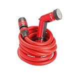 FITT YOYO 30 m, Tuyau d'Arrosage de Jardin Extensible pour Arrosage Professionnel avec Pistolet Multi-Jet, Rouge