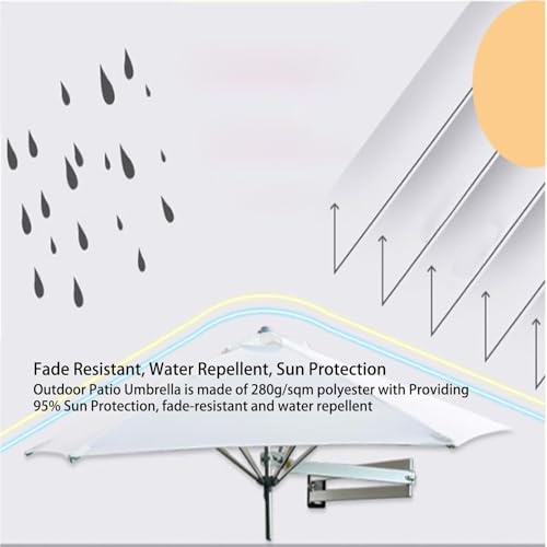 Naścienny zewnętrzny parasol tarasowy, regulowany, uchylny parasol przeciwsłoneczny, trwały metalowy słupek i aluminiowa rama do ogrodu, tarasu, balkonu i rozwiązań zaciemniających
