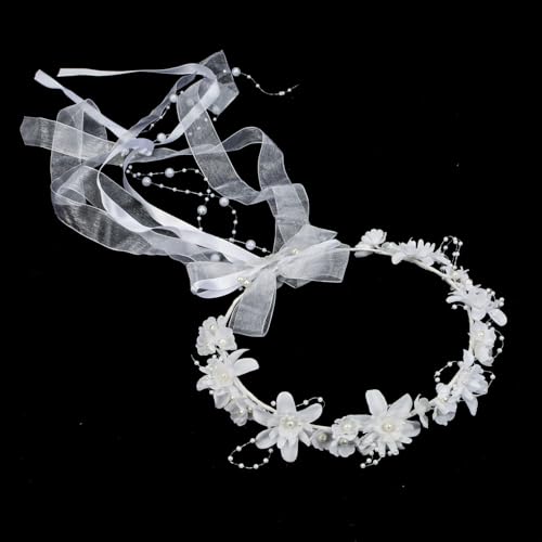Girls First Communion Holy Veil White Flower Headband Christening Headpiece3