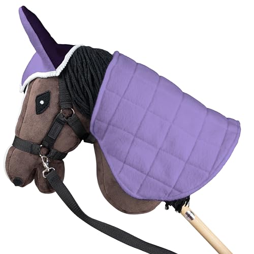 Miniatura 5 de Skippi Manta Y Orejeras Para Caballo Hobby Horse Lila Y Ciruela, Hobby Horse Accesorios, Manta Reversible Y Orejeras Antimoscas Para Caballo De Palo, Hobby Horsing