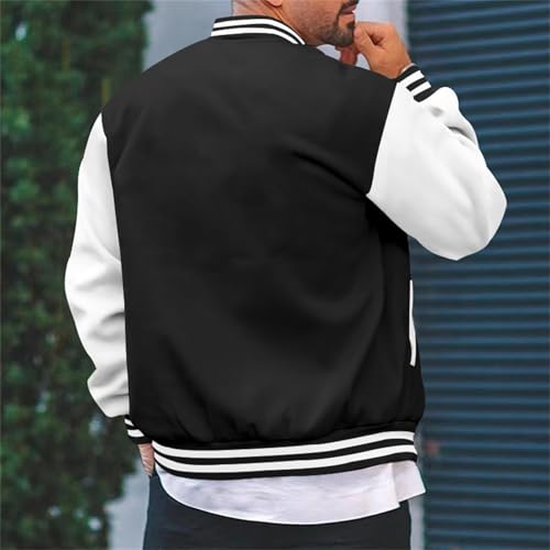 Baseball Jacket Men Lightweight Athletic Varsity Jacket Big and Tall Color Block Letterman Bomber Jacket with Pockets4