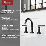 Pfister Capistrano Bathroom Sink Faucet, 8-calowy szeregowy uchwyt, 2-uchwyt, 3-otworowy, reflektor obronny matowe czarne wykończenie, LF049CSOSDB