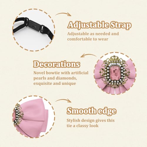 Image of Womens Bow Tie Adjustable Rhinestone Bowtie for Women Ladies Girls Pre-tied Womens Tie for Shirt Suit Uniform