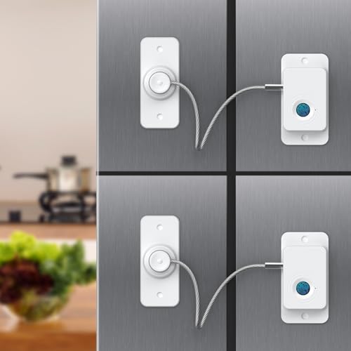 Larimuer Fingerprint - Candado de seguridad para niños y mascotas para cajones, armarios, hornos, inodoros | Biometría inteligente y llaves USB | Desbloqueo rápido (2, blanco)