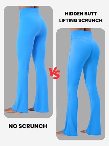 Sunzel No Front Seam Crossover Flare Leggings for Women Hidden Butt Lifting Scrunch Tummy Control Mini Flared Yoga Pants2