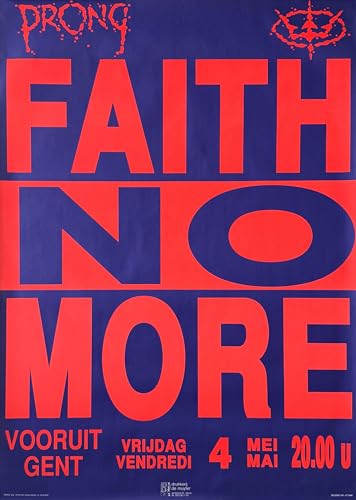 Affiche FAITH NO MORE grand poster concert Belgique 1990 vintage decoration murale 64X90