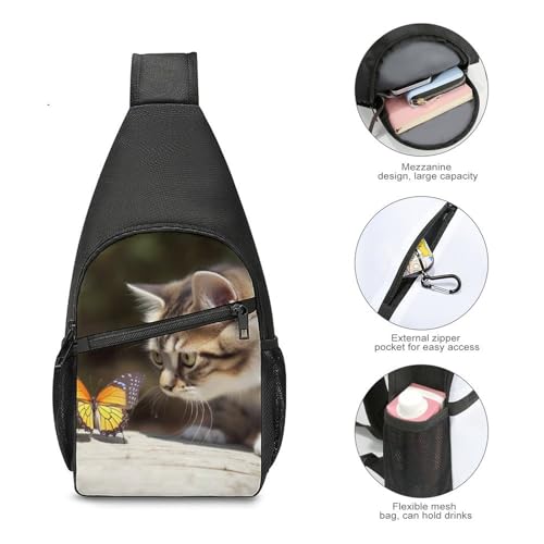 Morrales tipo Sling Bag Cat Butterfly para Hombres y Mujeres miniatura 5