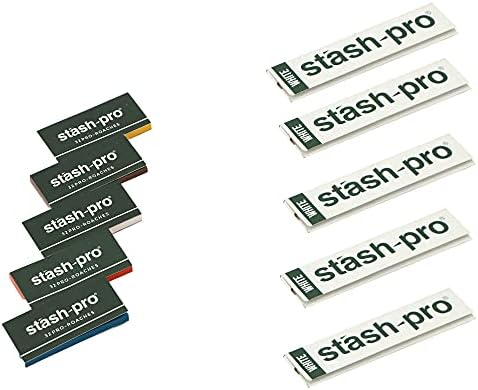 Stash-Pro Combo of 5 Color Roach and 5 King Size 109mm x 45mm Rolling Paper (Standard White)