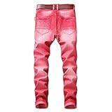 Malloom- Bekleidung Herren Vintage Jeans Denim Falten waschen Arbeit ausgefranste Hosen Reißverschluss Basic Pants Retro Jeans Straight Straight Motorcycle Jeans Orange Rot Grau Hellblau Braun 29-42