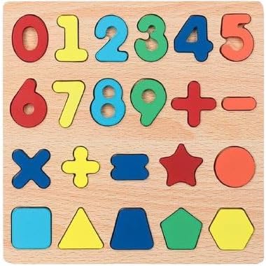 PHRX Wooden Puzzles for Toddlers, Numbers and Shapes Learning Board, Colorful Educational Toy PLEASE NOTE, Next Day Delivery Is Only Available From 4 Orders And Above