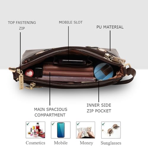 Image of ESBEDA Classic Structured Buckle Sling For Women | Ladies Purse | Slings For Casual Carry | Stylish Sling Bag | Gift Bag For Women