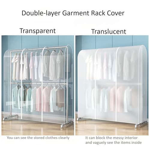 Funda resistente para barra de ropa con cremallera, protector antipolvo impermeable para perchero, bolsa de ropa para vestidos, abrigos, chaquetas