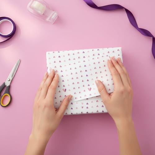 Image of QIPS | NUKKAD Beautiful Hearts Printed Gift Wrapping Paper - Pack of 10 Sheets (19 inch x 29 inch) | Glossy Finish, 80 GSM Acid-Free Paper | Ideal for Birthdays, Baby Showers & Festivals