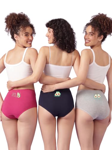 Image of Clovia Chuddy Buddies Cotton Printed Back Hipster Panties for Women Combo -Pack of 3- Multicolor