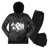 Herren leichter Skianzug 2 teilig - Windbreaker Softshell Hoodie und 4 Wege Stretch Funktionshose - wind und wasserdicht
