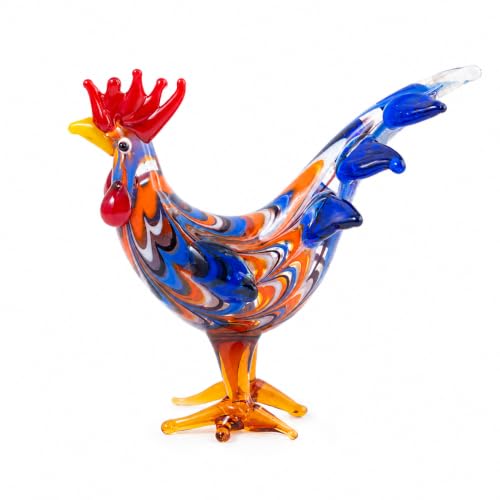 Mini Blown Glass Cute Chicken Rooster Small Companion Figurine Handmade